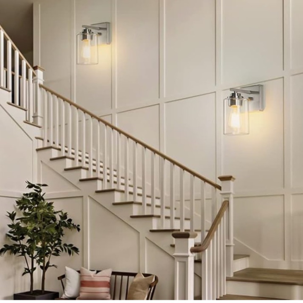 Set of 2 Wall Sconces for Bathroom, Brushed Nickel Vanity Light Fixtures
